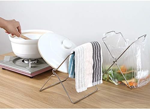 Home Kitchen Desktop Trash Bag Holder Folding Trash Bag Bracket Organizer Dishcloth Towel Rack Garbage Bag Rack