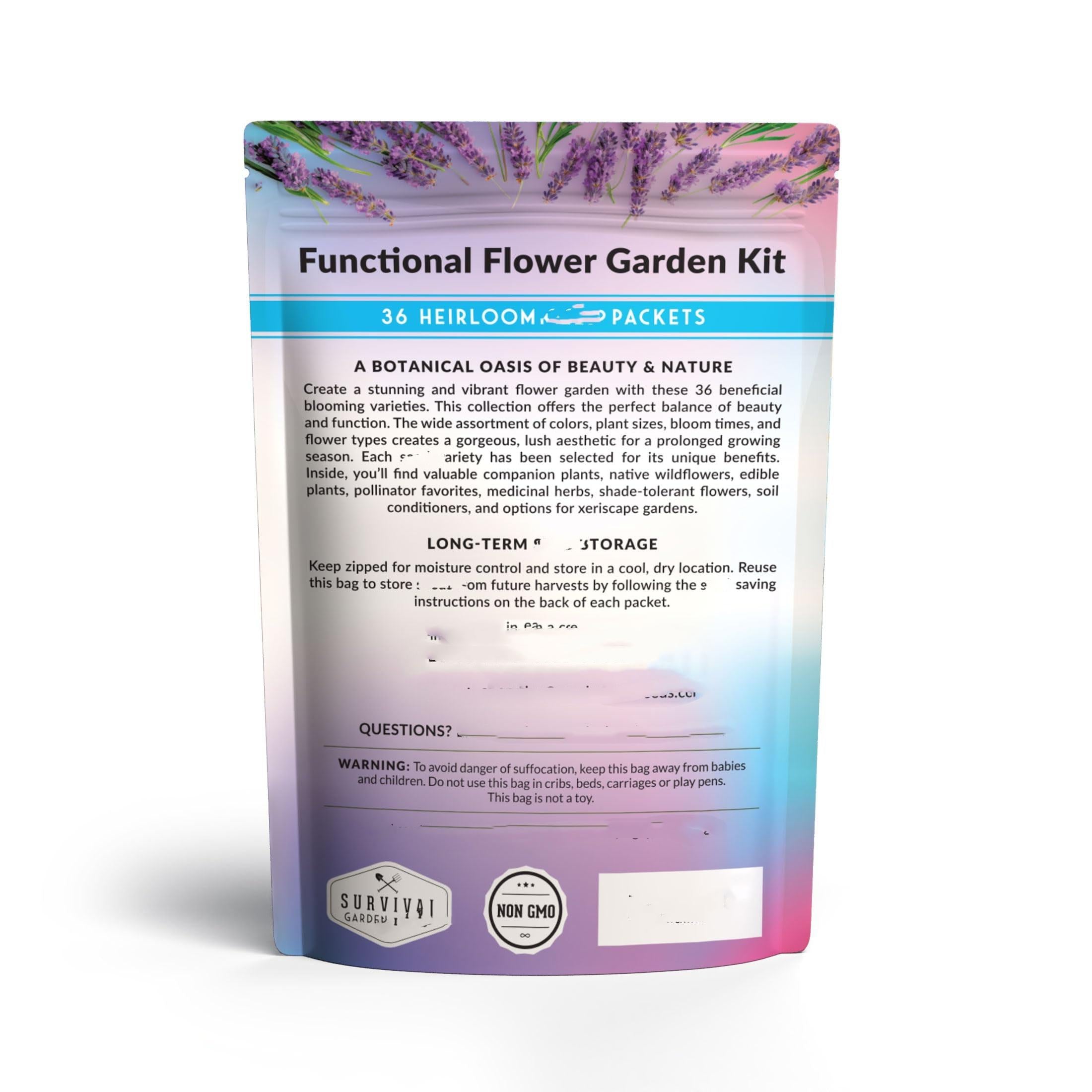 36-Pack Heirloom Flower Seed Kit – Non-GMO, Pollinator-Friendly Blooms for Bees & Butterflies