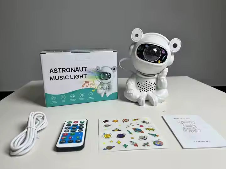 Aurora Starry Atmosphere Astronaut Bluetooth Music Projector Night Light - Cosmic LED Lamp with Sound"