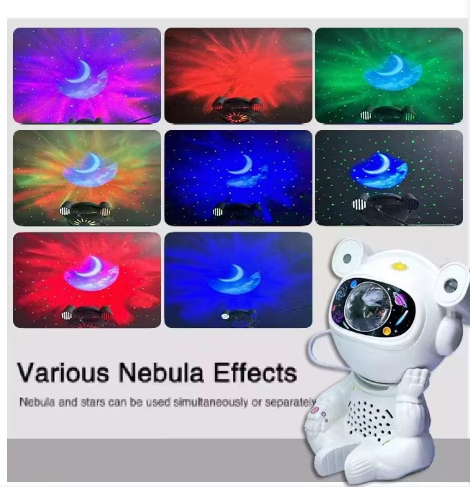 Aurora Starry Atmosphere Astronaut Bluetooth Music Projector Night Light - Cosmic LED Lamp with Sound"