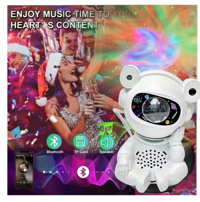 Aurora Starry Atmosphere Astronaut Bluetooth Music Projector Night Light - Cosmic LED Lamp with Sound"
