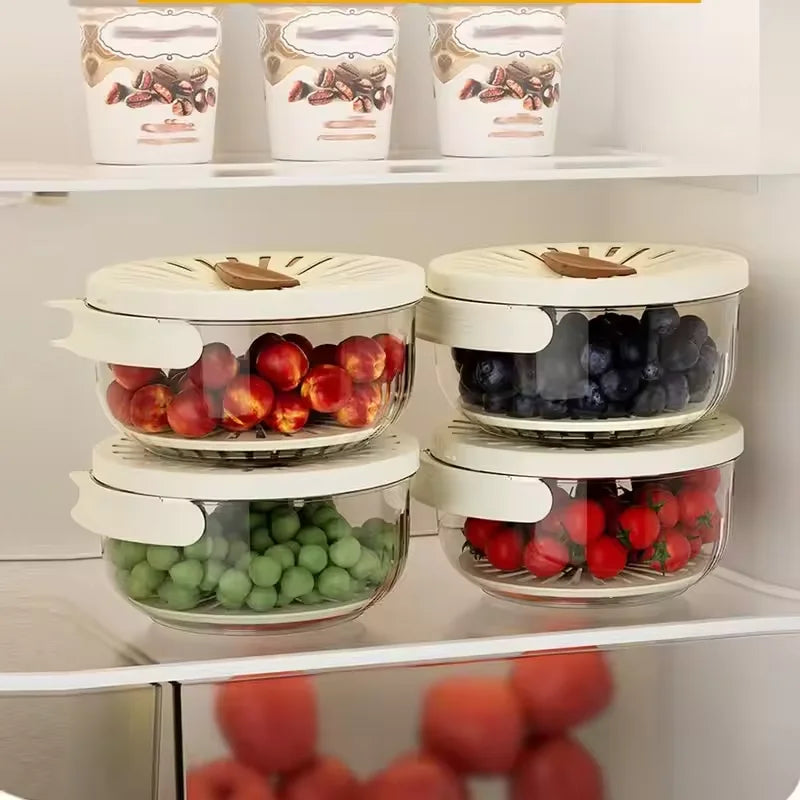 Vegetable Fruit Cleaning And Drainage Basket Folding Water Filter Net Fresh Keeping Box Cleaning Basket  Kitchen storage Gadg
