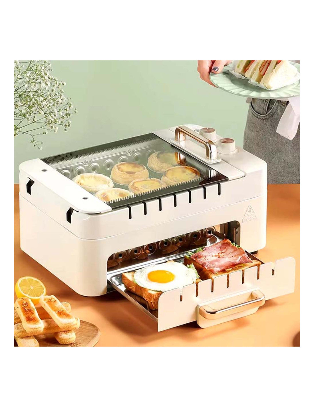 3 in 1 Electric BBQ Kebab Machine Automatic Rotating Skewers Machine Indoor Smokeless Barbecue Kebab Rotisserie Grill