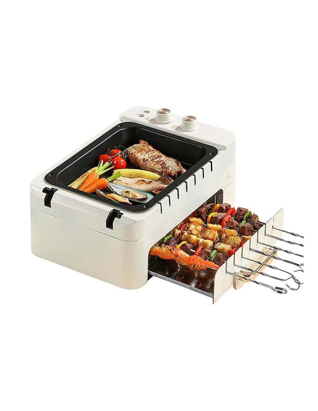 3 in 1 Electric BBQ Kebab Machine Automatic Rotating Skewers Machine Indoor Smokeless Barbecue Kebab Rotisserie Grill